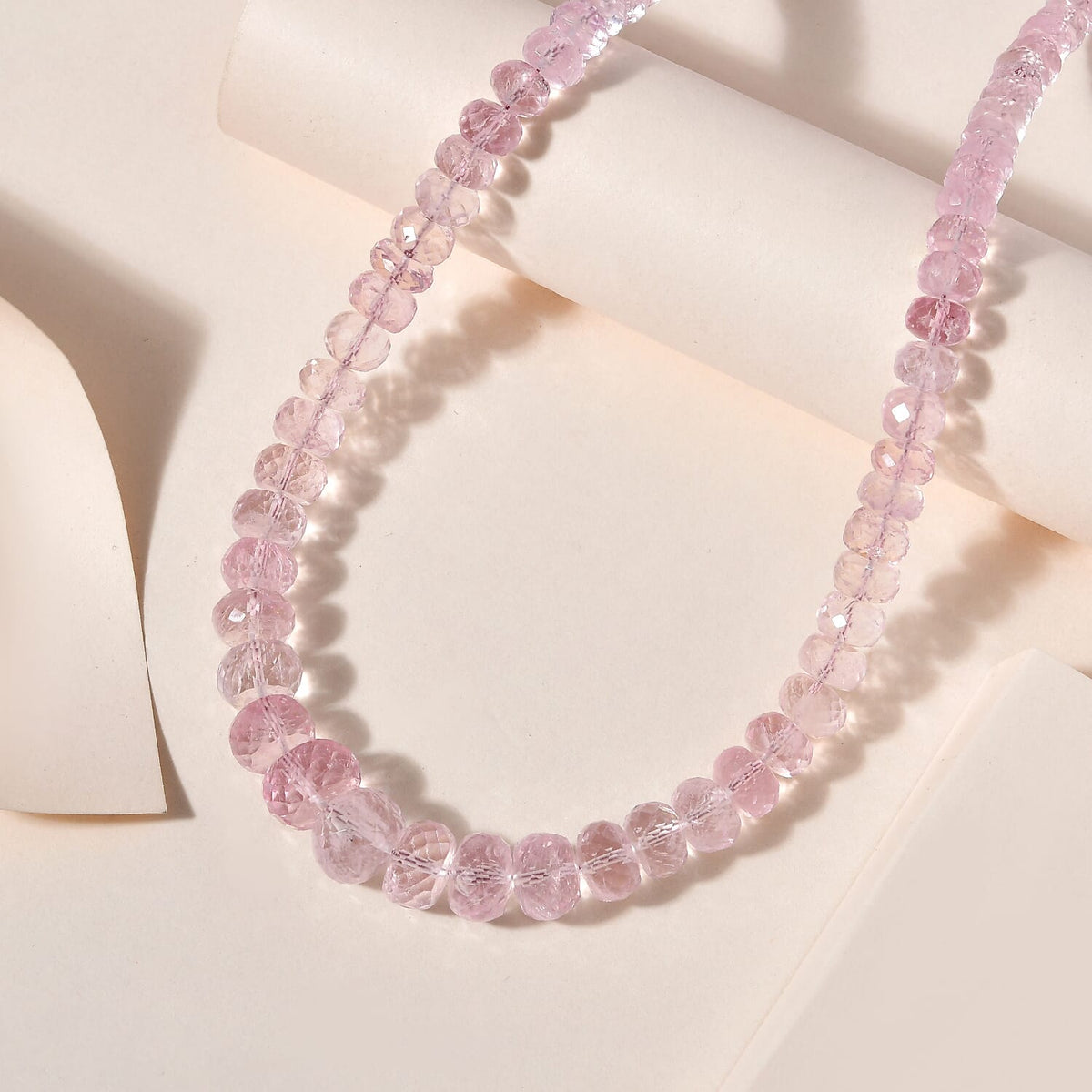 EXTREM SELTEN - ILIANA AAA Rosa Morganit Halskette, Zertifiziert, ca. 45 cm 750 Gelbgold ca. 155.00 ct
