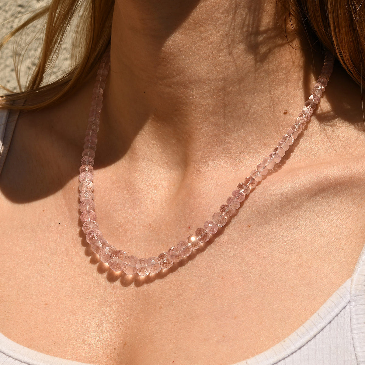 EXTREM SELTEN - ILIANA AAA Rosa Morganit Halskette, Zertifiziert, ca. 45 cm 750 Gelbgold ca. 155.00 ct