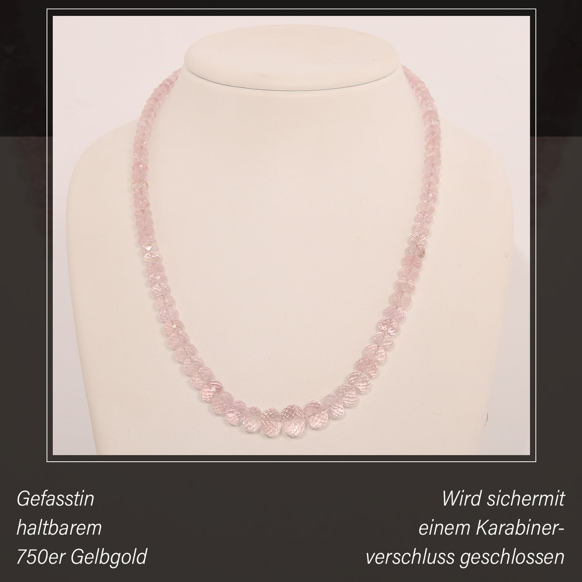 EXTREM SELTEN - ILIANA AAA Rosa Morganit Halskette, Zertifiziert, ca. 45 cm 750 Gelbgold ca. 155.00 ct
