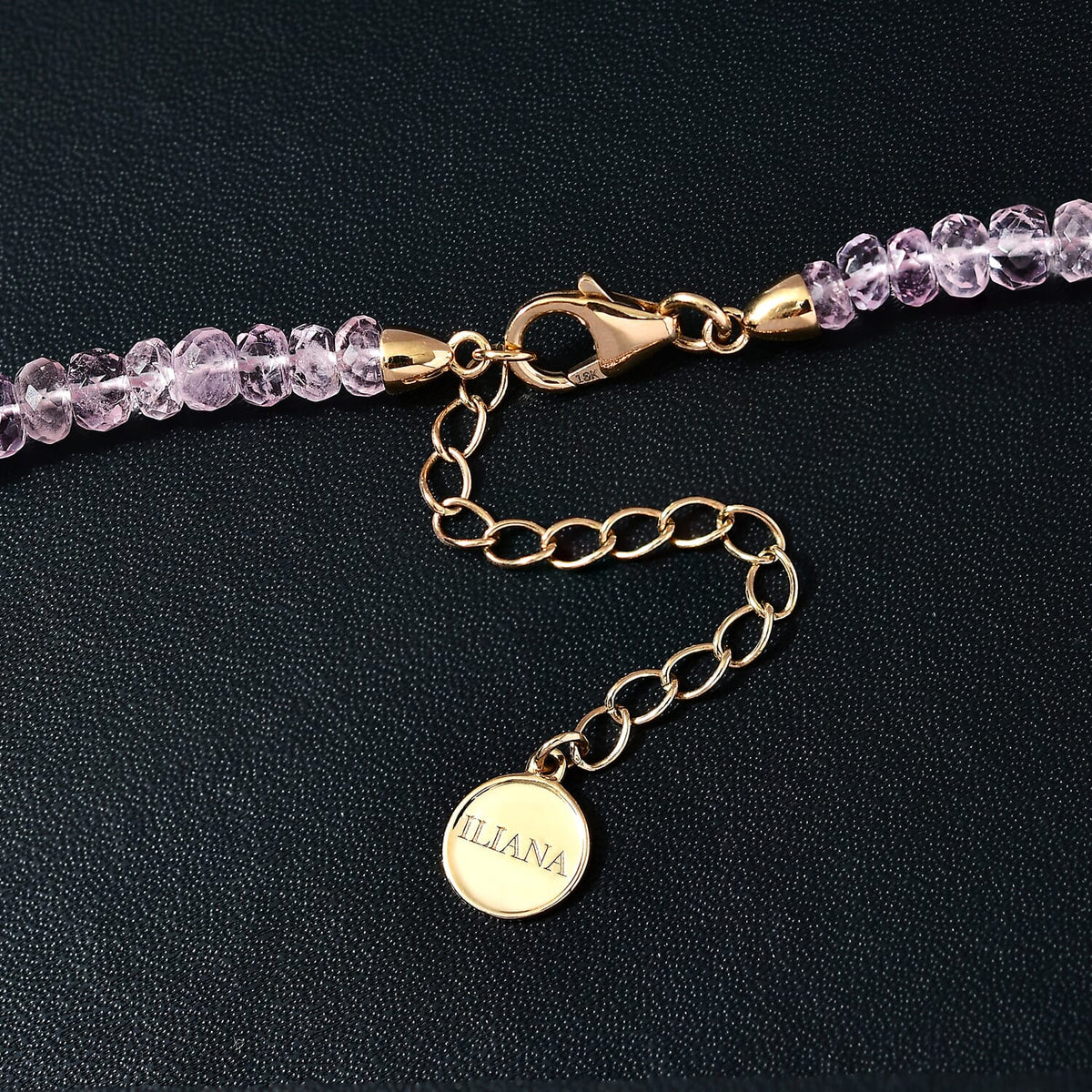 EXTREM SELTEN - ILIANA AAA Rosa Morganit Halskette, Zertifiziert, ca. 45 cm 750 Gelbgold ca. 155.00 ct
