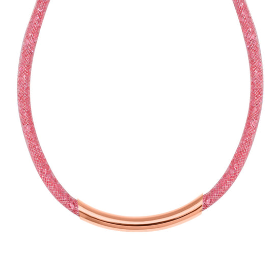 Rosa Kristall Halskette ca. 48 cm Messing