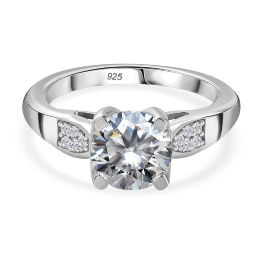 Moissanit Ring, 925 Silber rhodiniert (Größe 17.00) ca. 1.90 ct