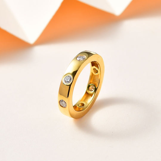 Moissanit Ring 925 Silber Gelbgold Vermeil ca. 0,83 ct