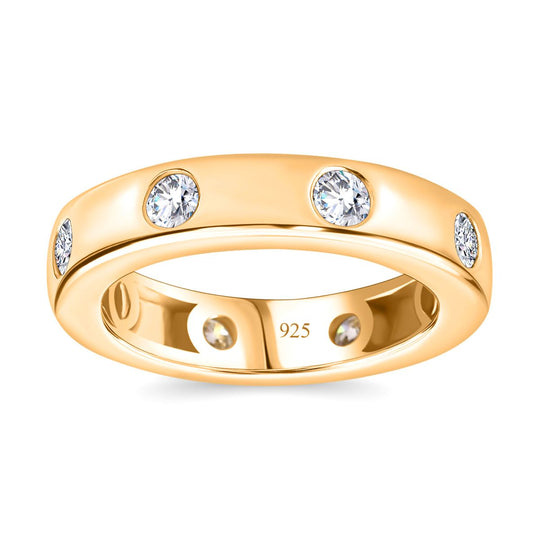Moissanit Ring 925 Silber Gelbgold Vermeil ca. 0,83 ct