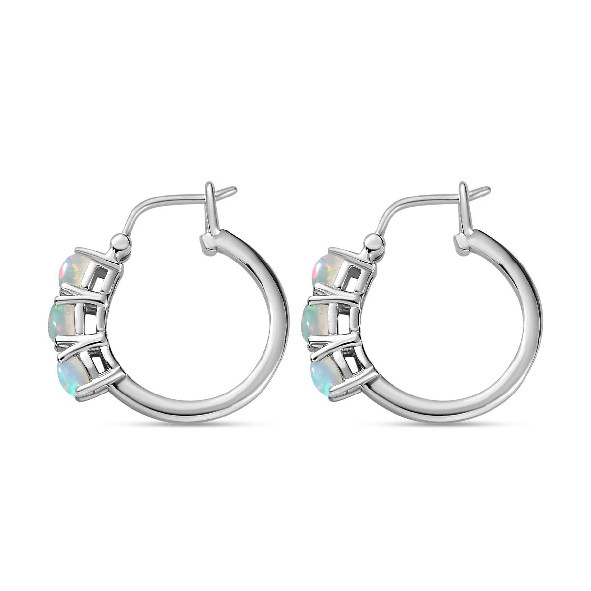 AA Natürlicher, äthiopischer Welo Opal Ohrringe 925 Silber platiniert ca. 0.79 ct