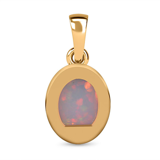 AA Natürlicher, äthiopischer Welo Opal Anhänger 925 Silber Gelbgold Vermeil ca. 1,21 ct.
