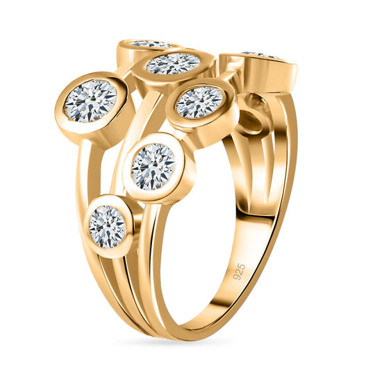 Moissanit Ring 925 Silber Gelbgold Vermeil (Größe 17.00) ca. 1,48 ct
