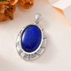 Lapislazuli, Weißer Zirkon Anhänger 925 Silber rhodiniert ca. 50,91 ct.