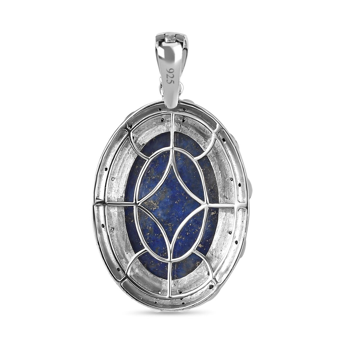 Lapislazuli, Weißer Zirkon Anhänger 925 Silber rhodiniert ca. 50,91 ct.