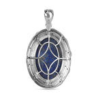 Lapislazuli, Weißer Zirkon Anhänger 925 Silber rhodiniert ca. 50,91 ct.
