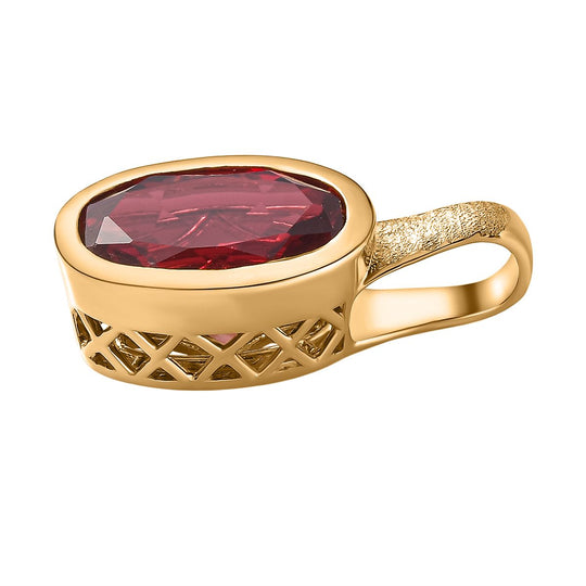 Lab Created Padparadscha-Saphir Anhänger 925 Silber Gelbgold Vermeil ca. 7,04 ct.