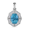 AA Blauer Zirkon, Weißer Zirkon Anhänger 925 Silber rhodiniert ca. 2,38 ct.