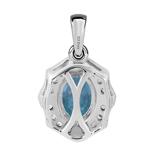 AA Blauer Zirkon, Weißer Zirkon Anhänger 925 Silber rhodiniert ca. 2,38 ct.