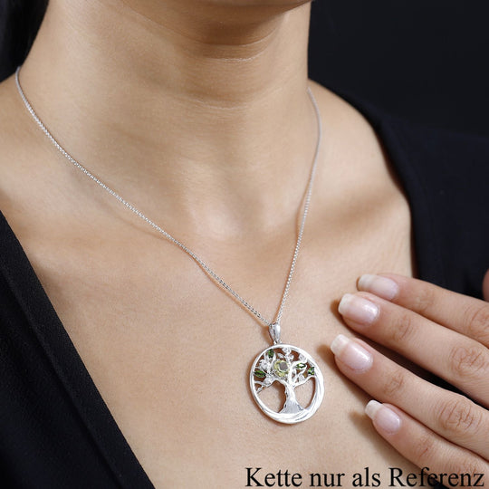 AAA Ouro Verde-Quarz, Natürlicher Chromdiopsid Anhänger 925 Silber platiniert ca. 1,43 ct.