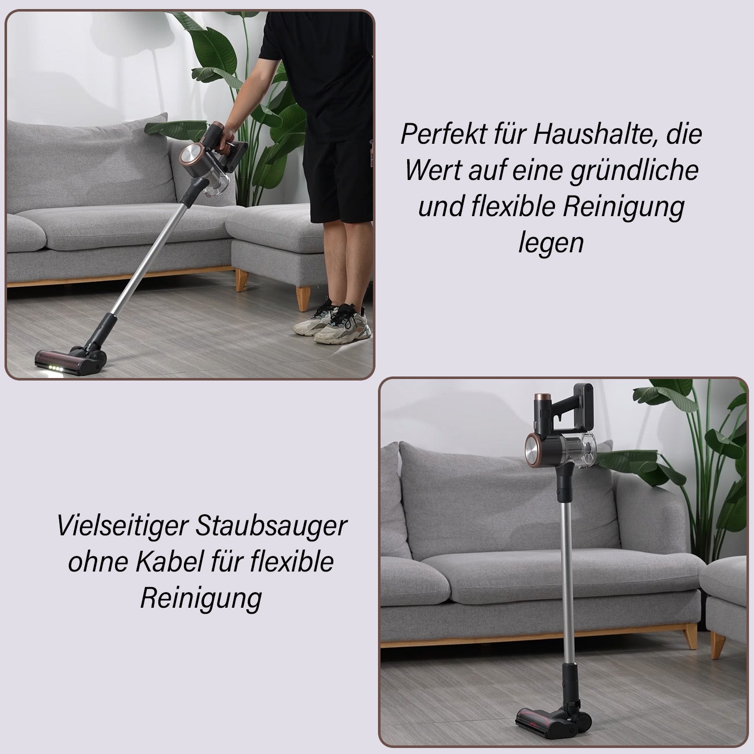Allzweckschnurloser Staubsauger mit HEPA-Filter und Zubehör, 2000mAh wiederaufladbare Batterie,  25,5 x 24,5 x 114,3 cm, Gewicht 2,30kg
