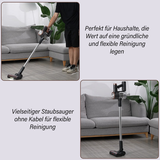 Allzweckschnurloser Staubsauger mit HEPA-Filter und Zubehör, 2000mAh wiederaufladbare Batterie,  25,5 x 24,5 x 114,3 cm, Gewicht 2,30kg