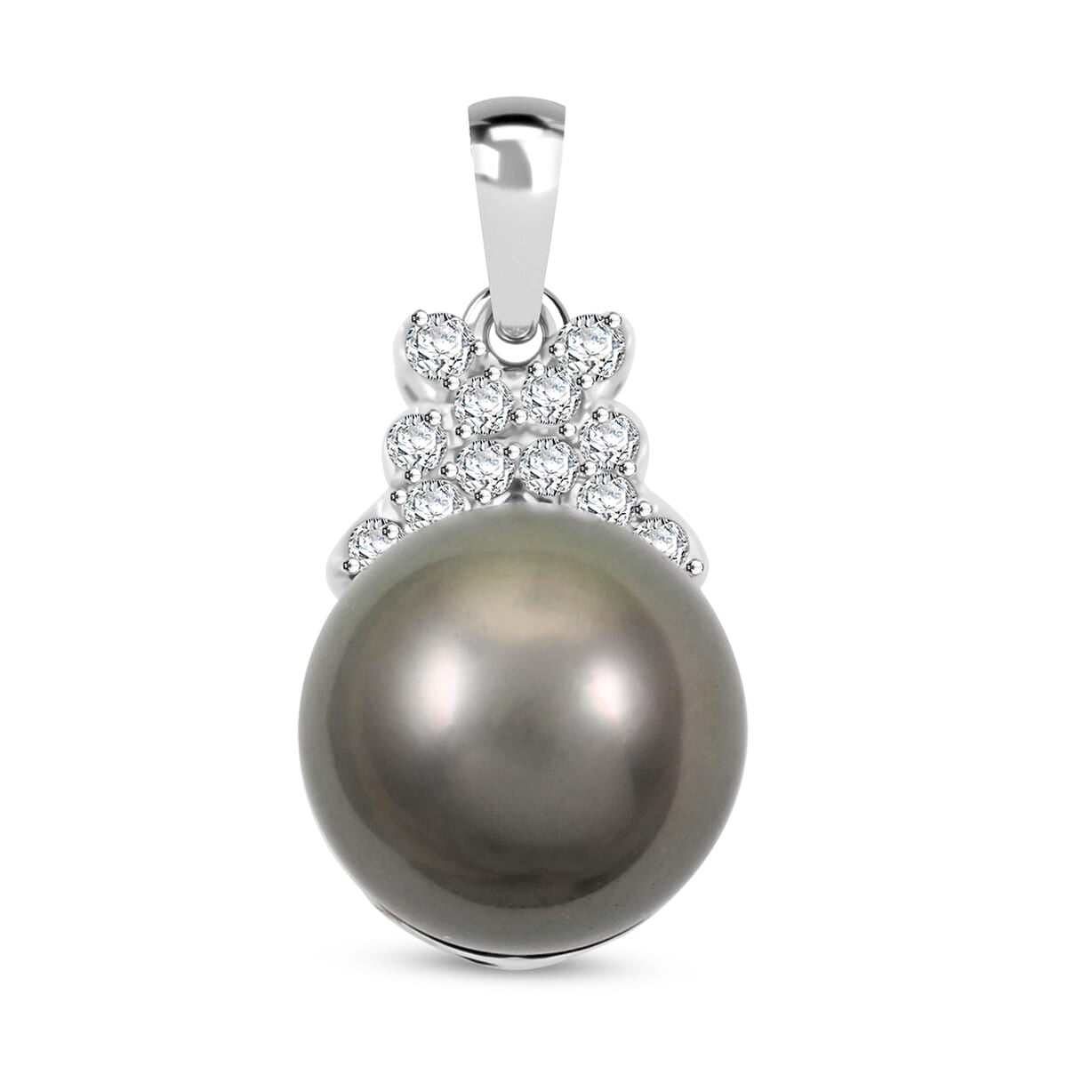 Iliana AAA Tahiti Perle (10-10.5 mm), Weißer Diamant AGI zertifiziert Anhänger 750 Gold 7.66 ct