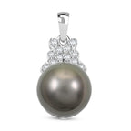 Iliana AAA Tahiti Perle (10-10.5 mm), Weißer Diamant AGI zertifiziert Anhänger 750 Gold 7.66 ct