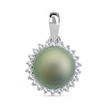 ILIANA zertifizierter und geprüfter AAA Tahiti 9,5-10mm Perle und SI Diamant Halo Anhänger in 750 Weißgold