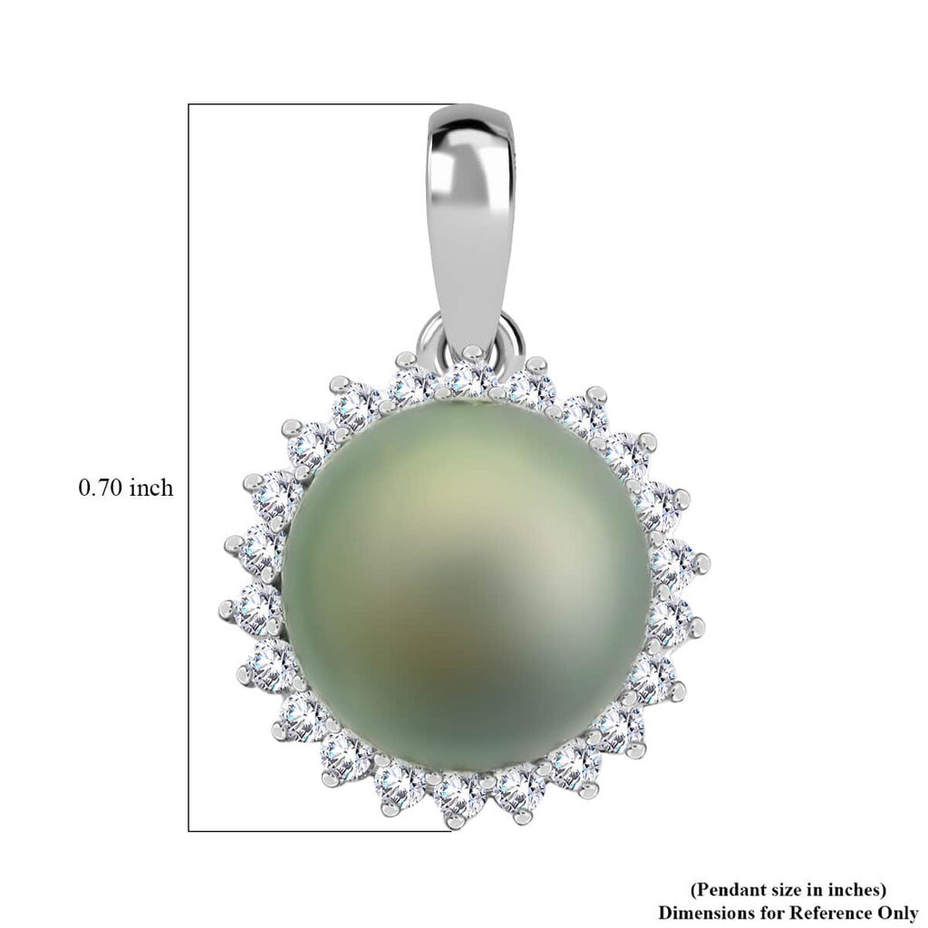 ILIANA zertifizierter und geprüfter AAA Tahiti 9,5-10mm Perle und SI Diamant Halo Anhänger in 750 Weißgold