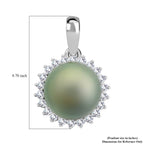 ILIANA zertifizierter und geprüfter AAA Tahiti 9,5-10mm Perle und SI Diamant Halo Anhänger in 750 Weißgold
