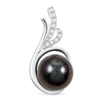 ILIANA zertifizierter und geprüfter AAA Tahiti 8,5-9mm Perle und SI Diamant Anhänger in 750 Weißgold