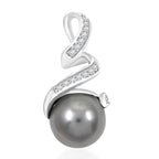 AAA Tahiti Perle (9.5-10 mm), Weißer Diamant AGI zertifiziert Anhänger 750 Gold 5.75 ct