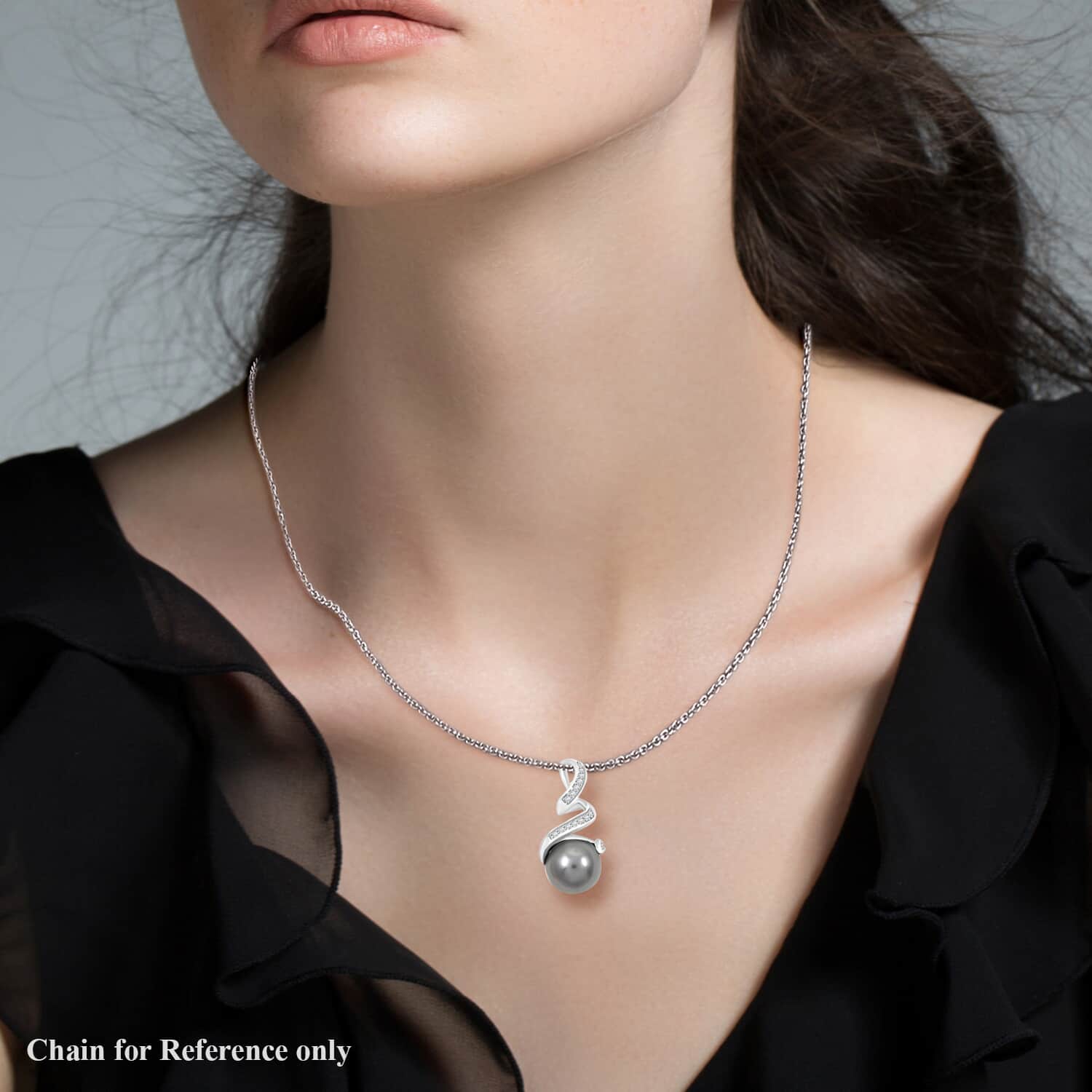 AAA Tahiti Perle (9.5-10 mm), Weißer Diamant AGI zertifiziert Anhänger 750 Gold 5.75 ct