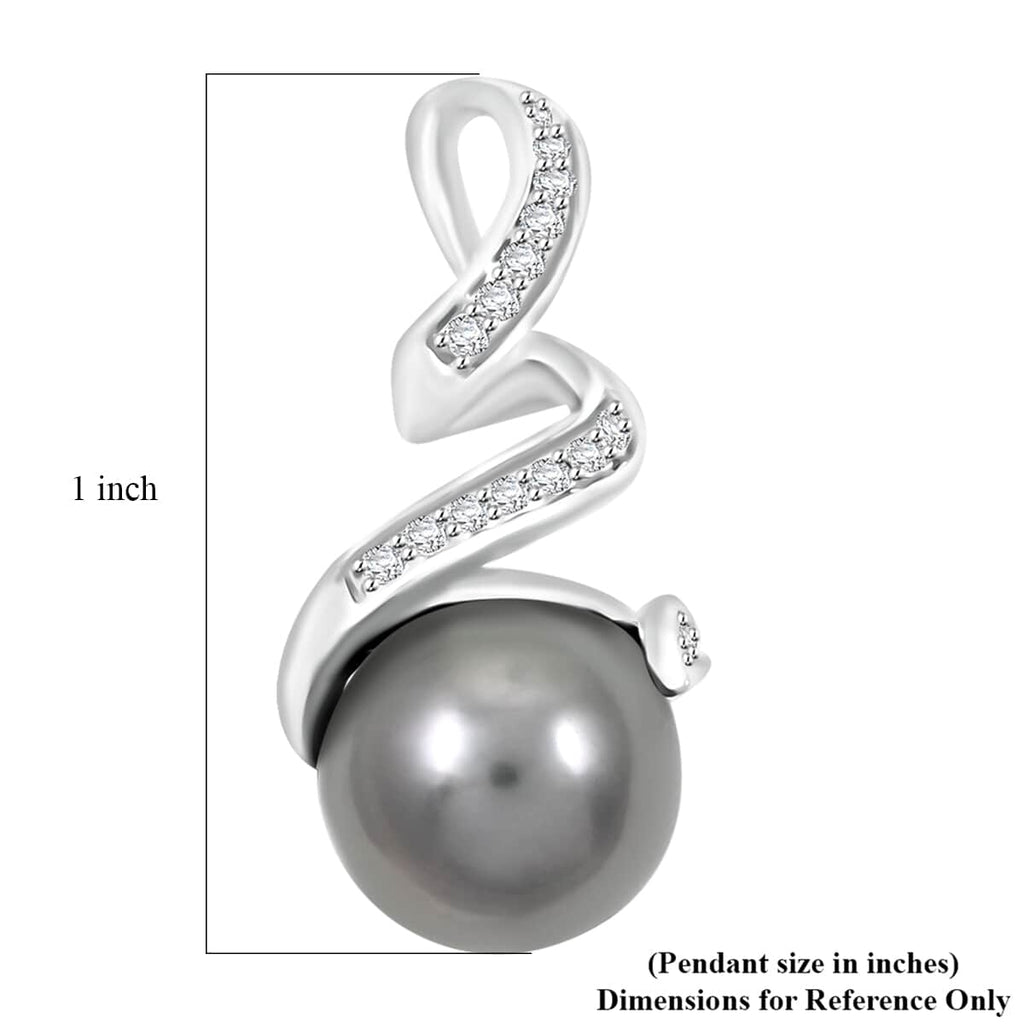 AAA Tahiti Perle (9.5-10 mm), Weißer Diamant AGI zertifiziert Anhänger 750 Gold 5.75 ct