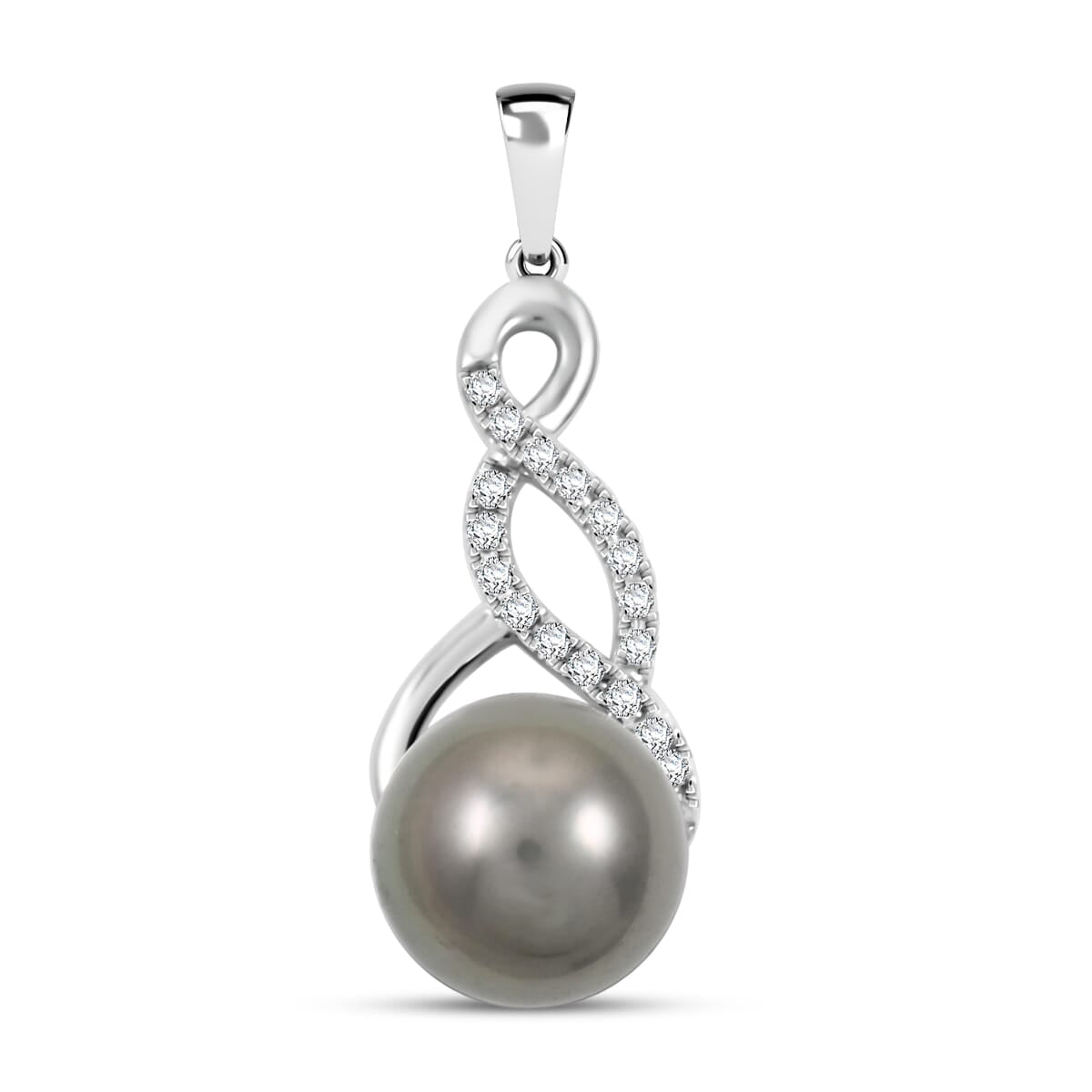 ILIANA zertifizierter und geprüfter AAA Tahiti 9,5-10mm Perle und SI Diamant Anhänger in 750 Weißgold