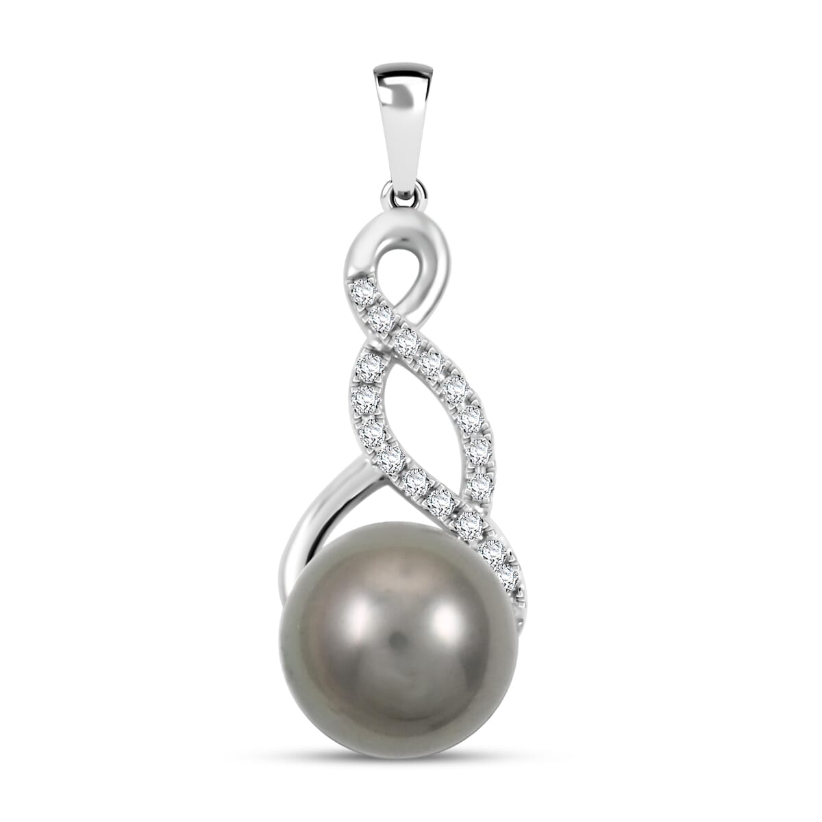 ILIANA zertifizierter und geprüfter AAA Tahiti 9,5-10mm Perle und SI Diamant Anhänger in 750 Weißgold