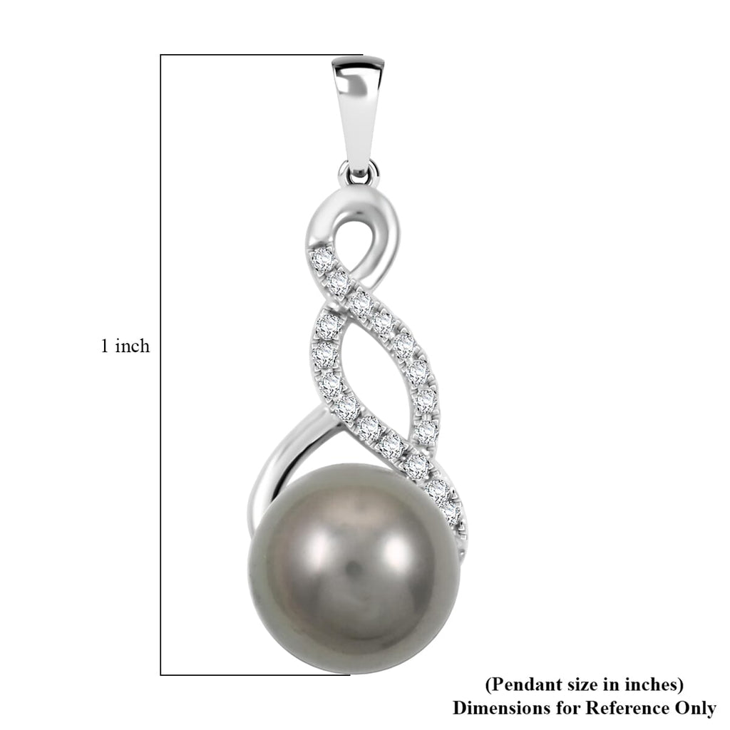ILIANA zertifizierter und geprüfter AAA Tahiti 9,5-10mm Perle und SI Diamant Anhänger in 750 Weißgold