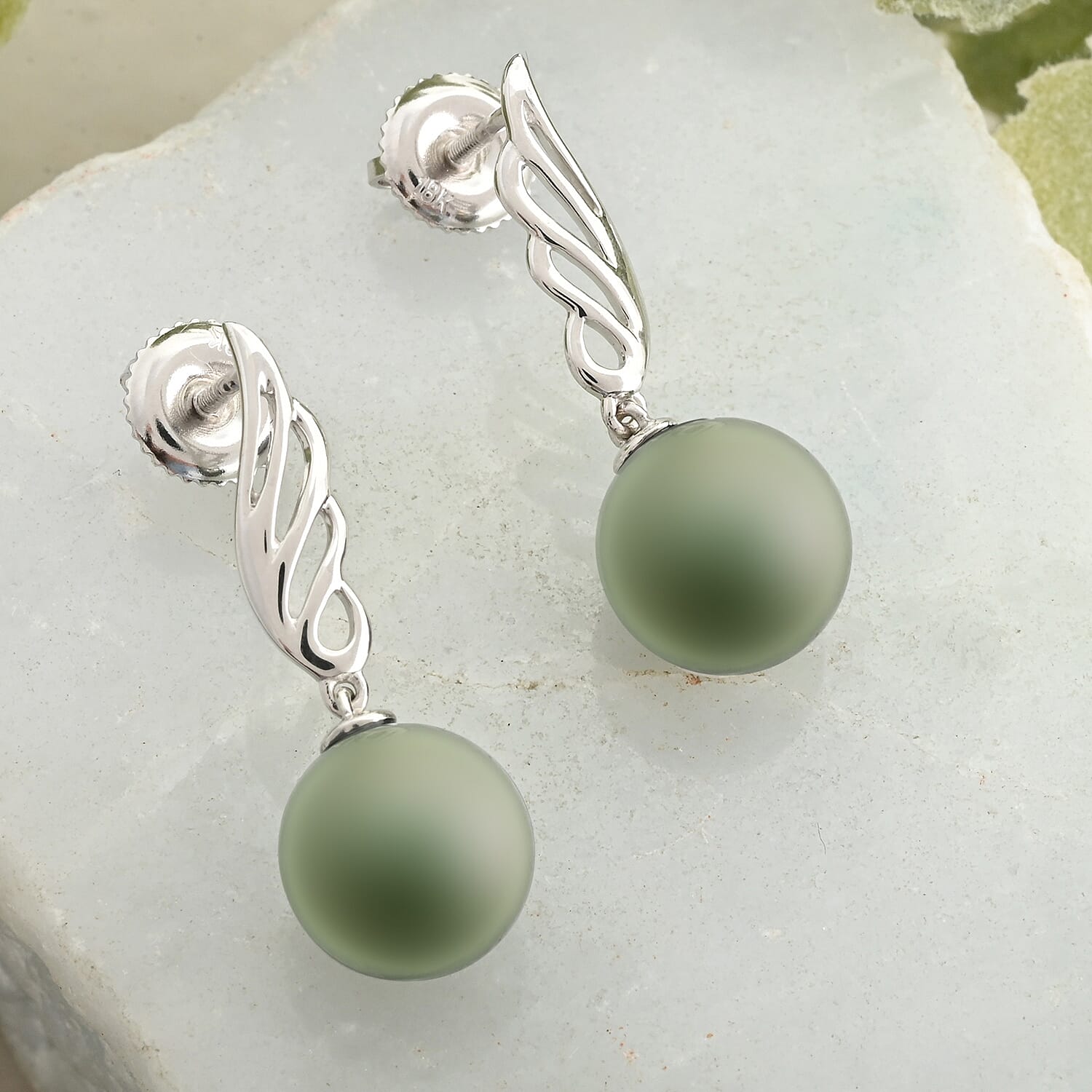 ILIANA zertifizierte und geprüfte AAA Tahiti Perle (9,5-10mm) Ohrringe in 750 Weißgold