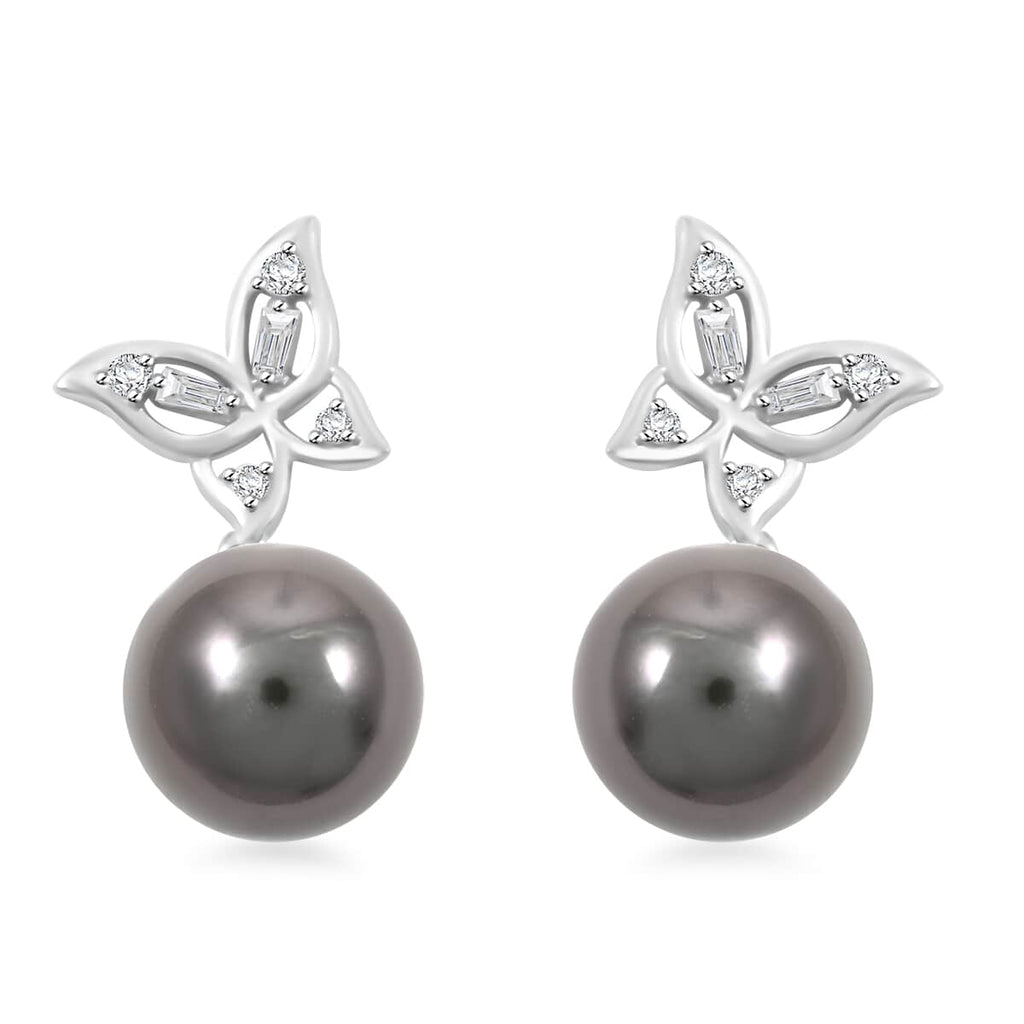 ILIANA zertifizierte und geprüfte AAA Tahiti 10-10,5mm Perle und SI Diamant Ohrringe in 750 Weißgold