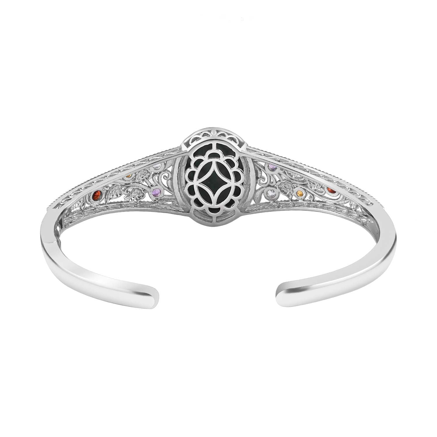 Malachit und mehrfarbiger Edelstein in Frühlingsfarben Armreif ca. 19 cm Messing  ca. 19.35 ct