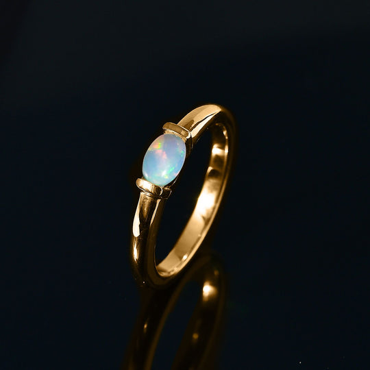 AA Natürlicher, äthiopischer Welo Opal Ring 925 Silber vergoldet ca. 0,30 ct