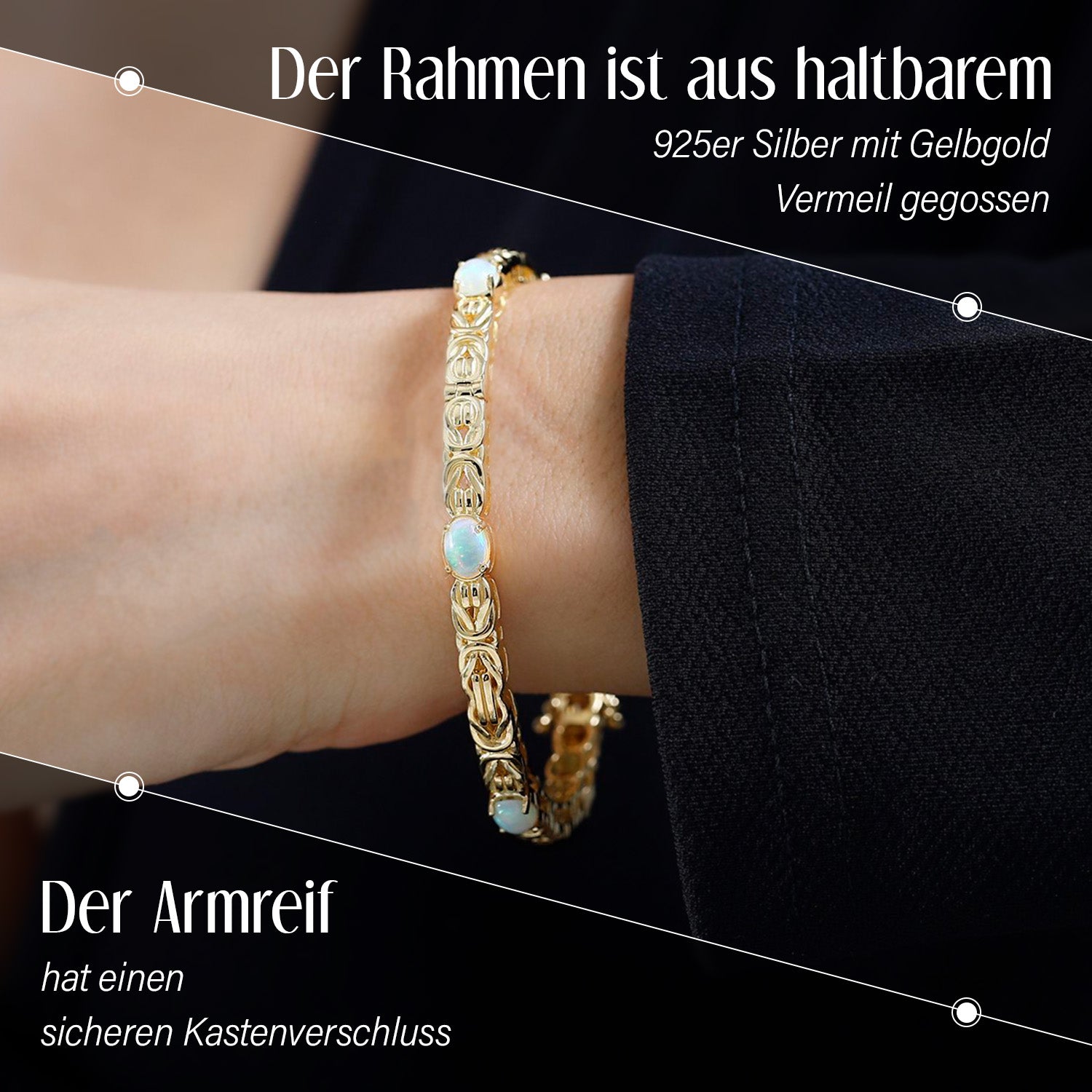 AA Natürlicher, äthiopischer Welo Opal Armreif ca. 19 cm 925 Silber Gelbgold Vermeil ca. 3.18 ct
