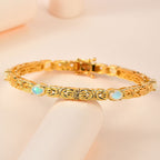 AA Natürlicher, äthiopischer Welo Opal Armreif ca. 19 cm 925 Silber Gelbgold Vermeil ca. 3.18 ct
