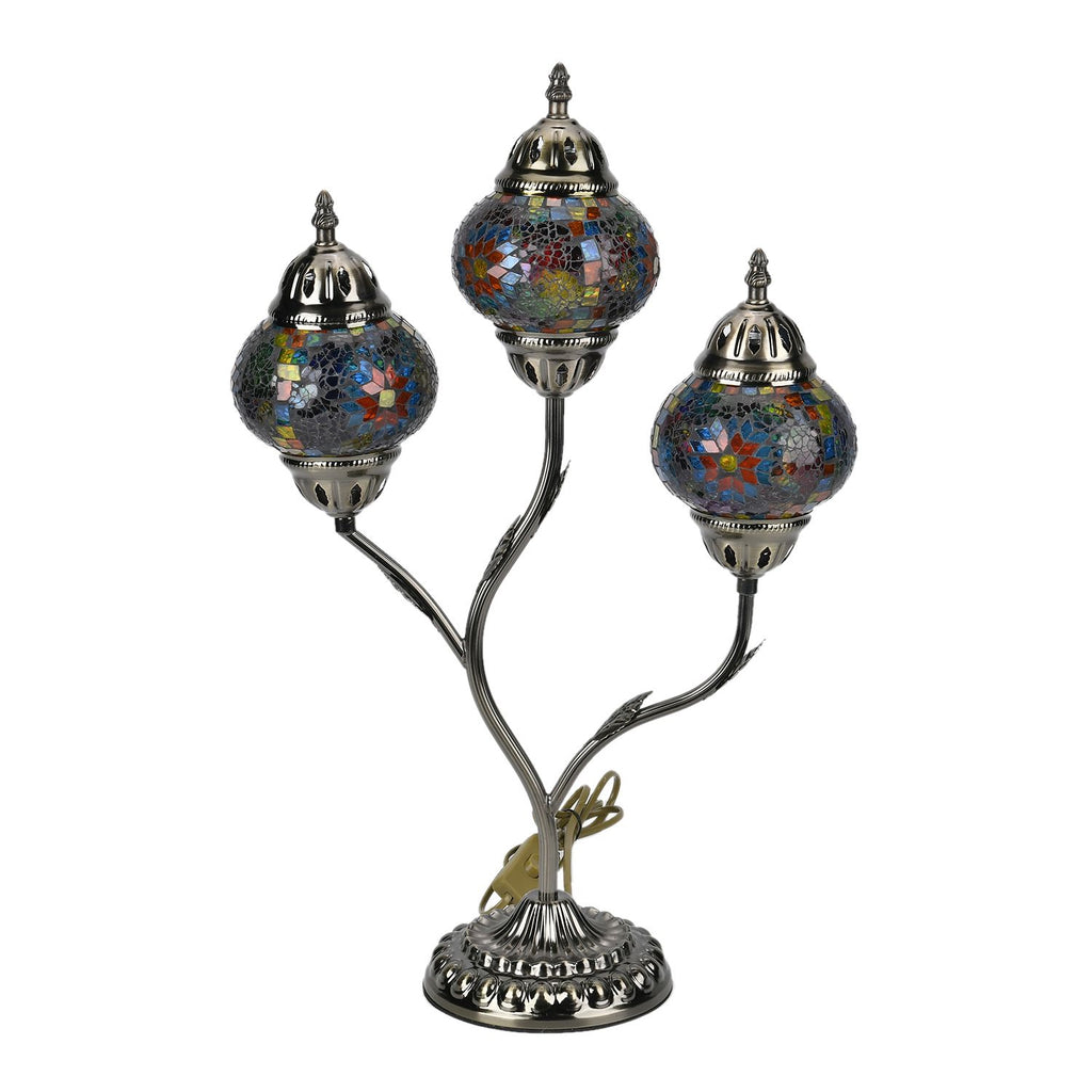 Handgefertigte Mosaikglaslampe im orientalischen Stil mit 3 Kugeln, 56 x 34 x 15, Sonnen