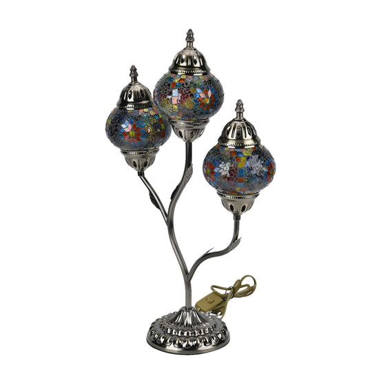 Handgefertigte Mosaikglaslampe im orientalischen Stil mit 3 Kugeln, 56 x 34 x 15, Sonnen