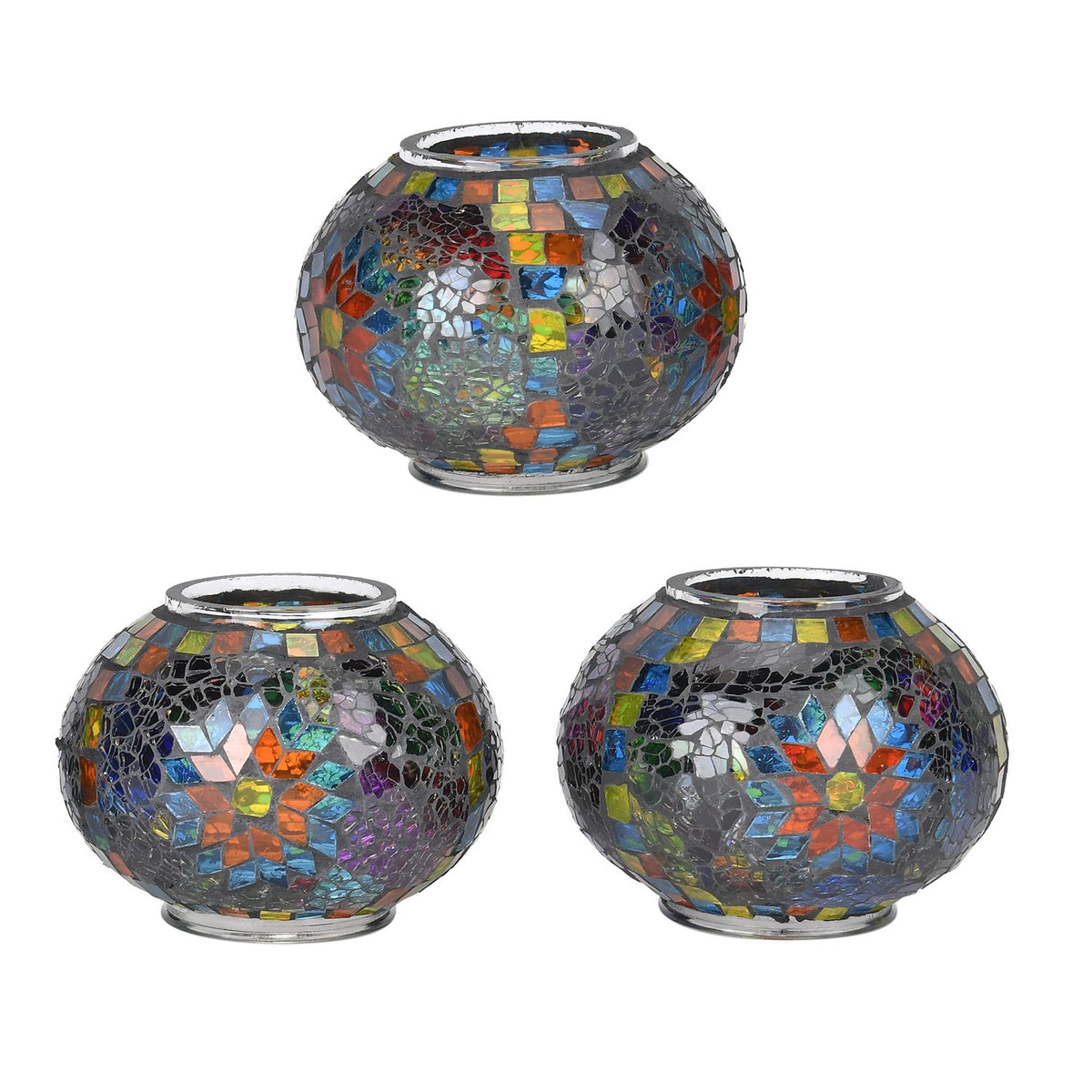 Handgefertigte Mosaikglaslampe im orientalischen Stil mit 3 Kugeln, 56 x 34 x 15, Sonnen