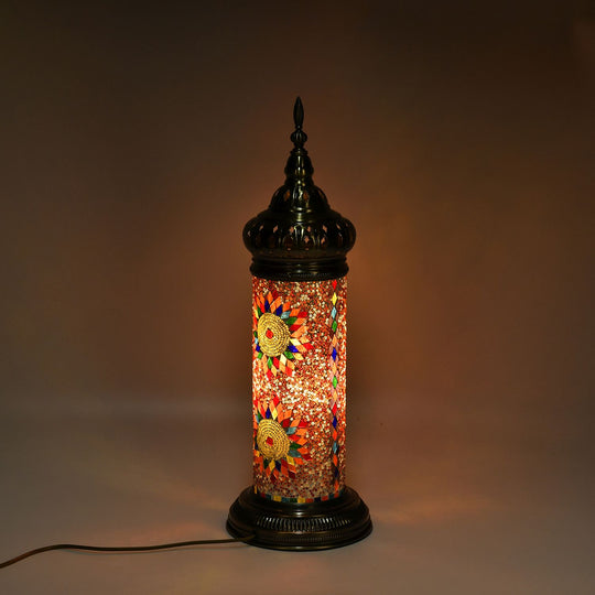 Handgemachte Marokkanische Mosaik-Stehlampe Farbiger Glasmosaik-Schirm auf bronzener Basis,Orientalisches Design, Größe: 20,5x20,5x59cm