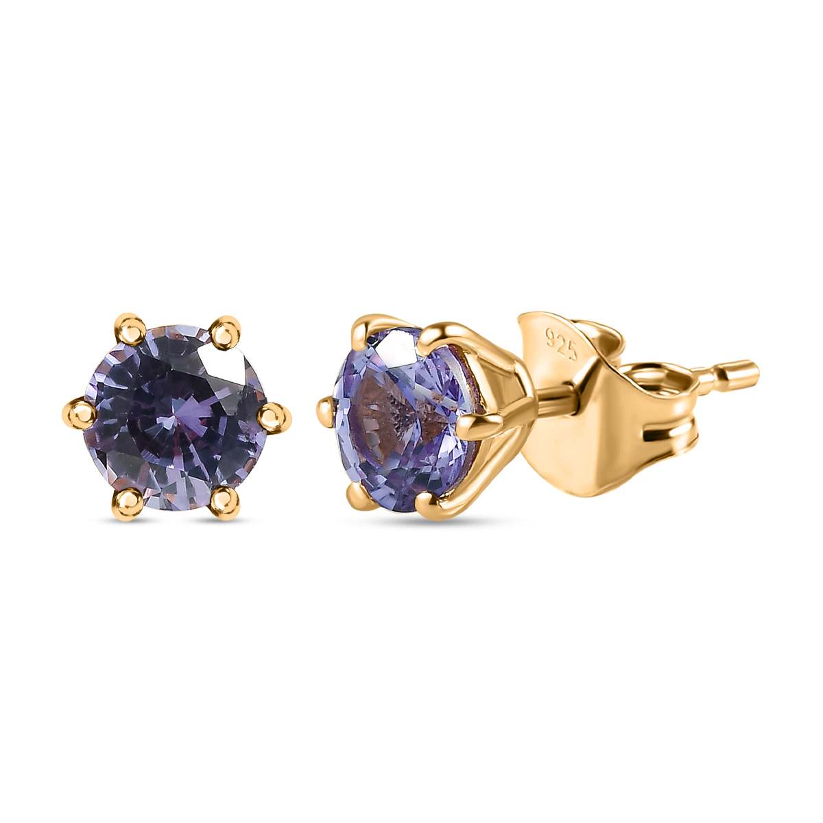 Lab-Created Alexandrit Ohrringe, 925 Silber Gelbgold Vermeil, ca. 1.38 ct