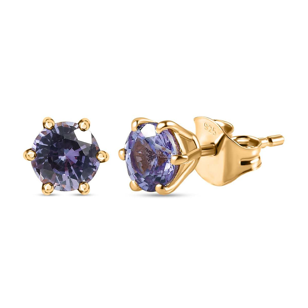 Lab-Created Alexandrit Ohrringe, 925 Silber Gelbgold Vermeil, ca. 1.38 ct
