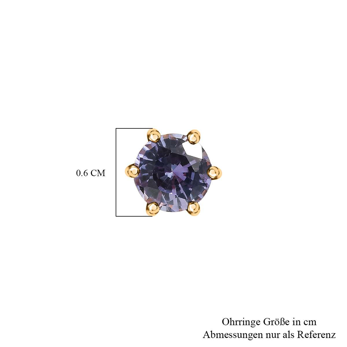 Lab-Created Alexandrit Ohrringe, 925 Silber Gelbgold Vermeil, ca. 1.38 ct