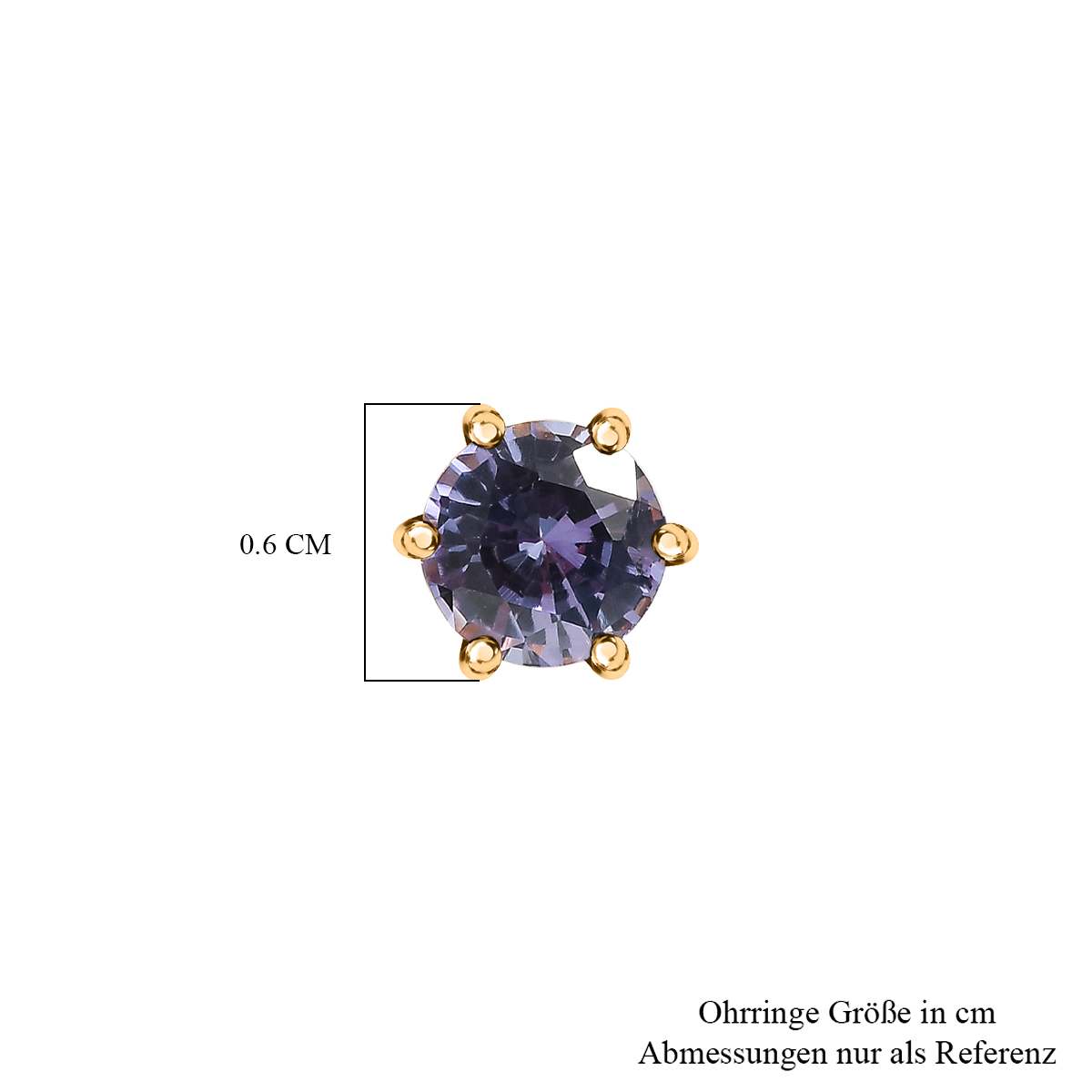 Lab-Created Alexandrit Ohrringe, 925 Silber Gelbgold Vermeil, ca. 1.38 ct