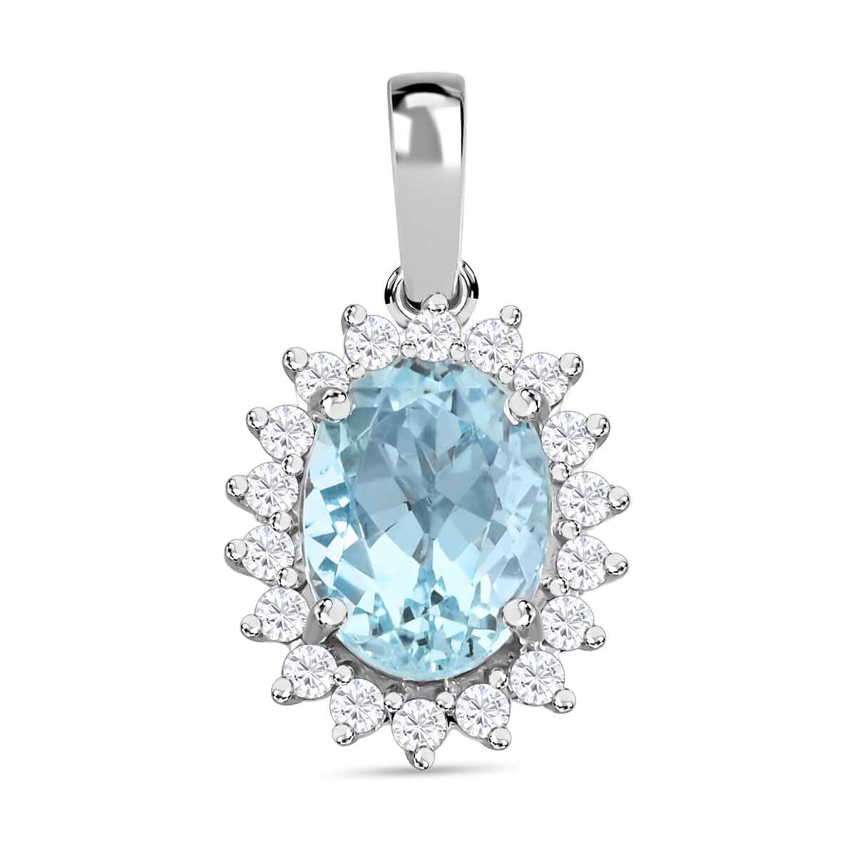 Iliana AAA Santamaria Aquamarin, Weißer Diamant AGI zertifiziert Anhänger 750 Gold ca. 1.40 ct