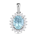 Iliana AAA Santamaria Aquamarin, Weißer Diamant AGI zertifiziert Anhänger 750 Gold ca. 1.40 ct