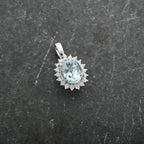 Iliana AAA Santamaria Aquamarin, Weißer Diamant AGI zertifiziert Anhänger 750 Gold ca. 1.40 ct