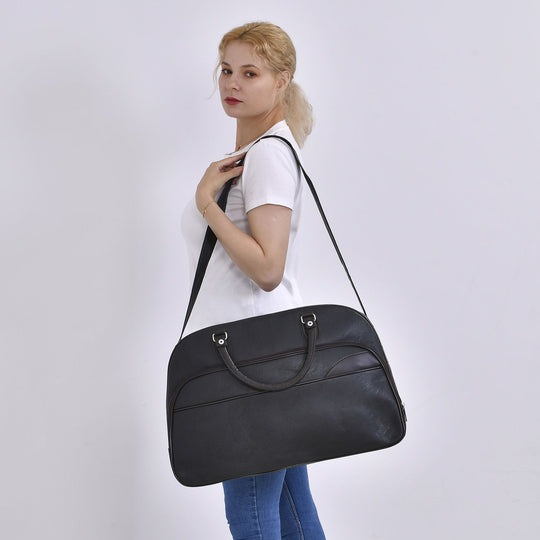 Stylische PU-Leder Reisetasche, Maße: 54x24x34 cm, Schwarz